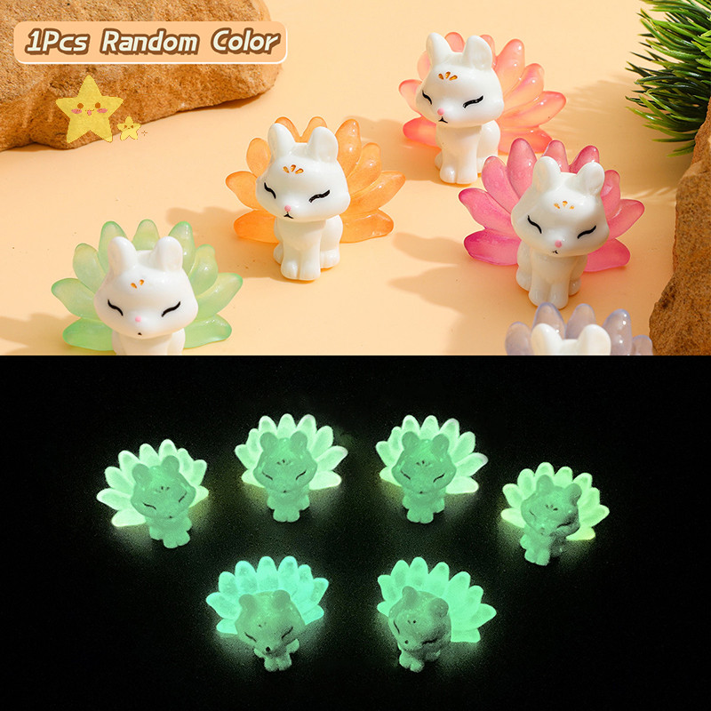 [JBTH] 1 ชิ้นการ์ตูน Luminous Fox Miniature Figurines Micro ภูมิทัศน์ตกแต่งสร้างสรรค์ DIY อุปกรณ์ตกแต่งบ้านของขวัญ [JB]