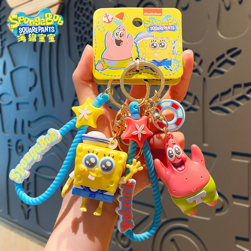 ของแท้ SpongeBob SquarePants Navy Series พวงกุญแจ/เครื่องประดับตุ๊กตาน่ารักของขวัญคู่