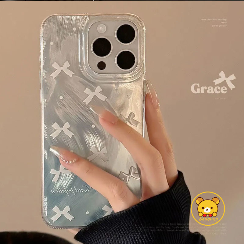 โบว์สีขาวglitterเคสโทรศัพท์สําหรับxiaomi Poco C65 C61 C55 C51 C50 F5 F6 M6 M5s M4 M3 M2 X6 X5 X3 NFC