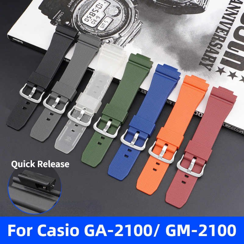 Tpu ยางนาฬิกาสําหรับ Casio G-shock GA2100 GM2100 สายนาฬิกาสําหรับ GA 2100 2110 GM 2100 สายนาฬิกาซิลิโคนสําหรับผู้ชายผู้หญิงสร้อยข้อมือเรซิ่นกันน้ํา Quick Release Oak