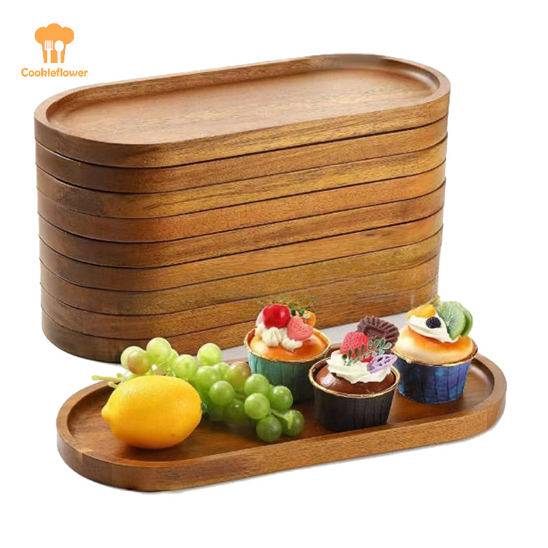 Ckfr Tableware ไม้เนื้อแข็งรอบจานขนมถาดสไตล์ญี่ปุ่นจานขนมผลไม้แห้งจานจานใหม่