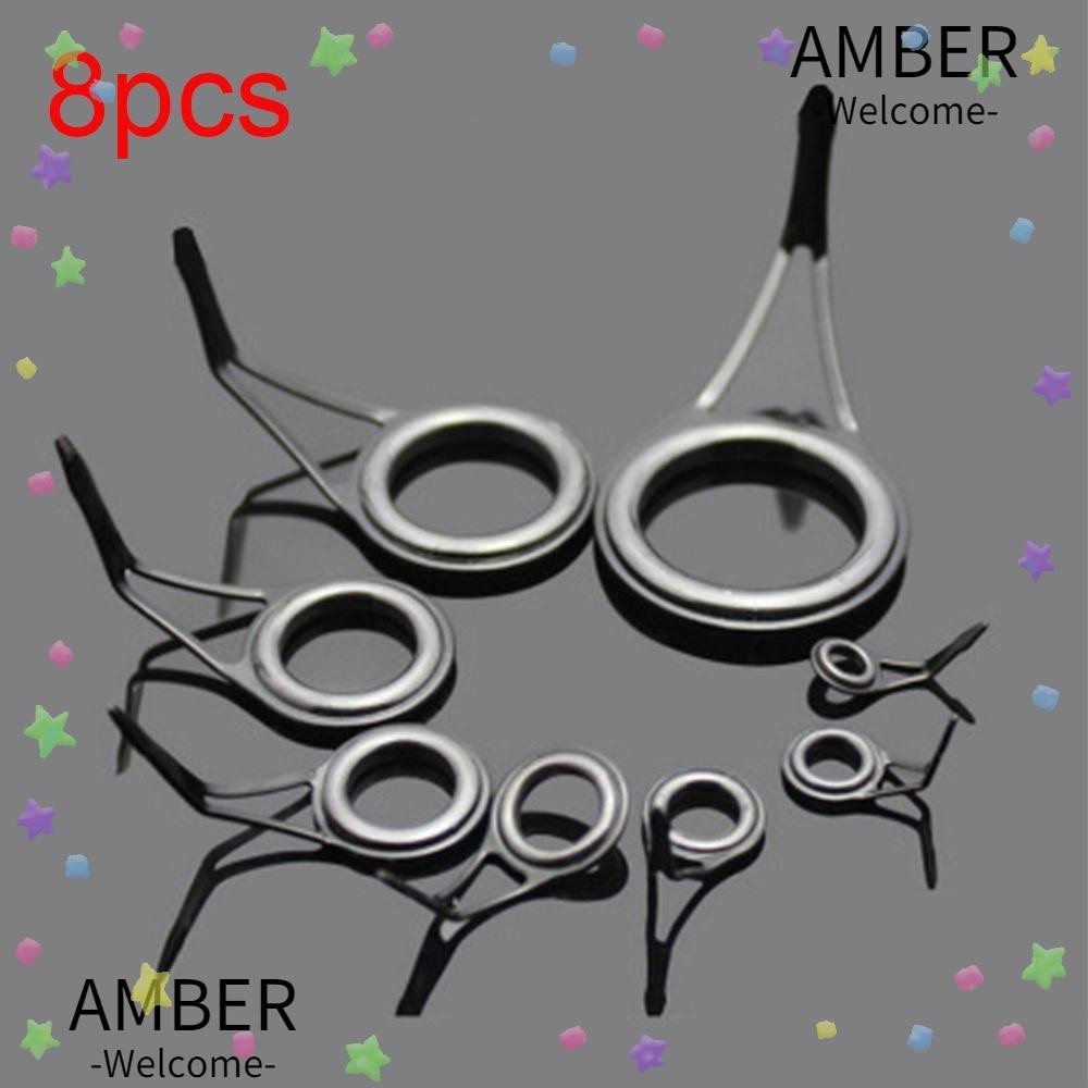 Amber ชุดไกด์คันเบ็ดตกปลา สเตนเลส โอริง คุณภาพสูง 8 ขนาด 8 ชิ้น