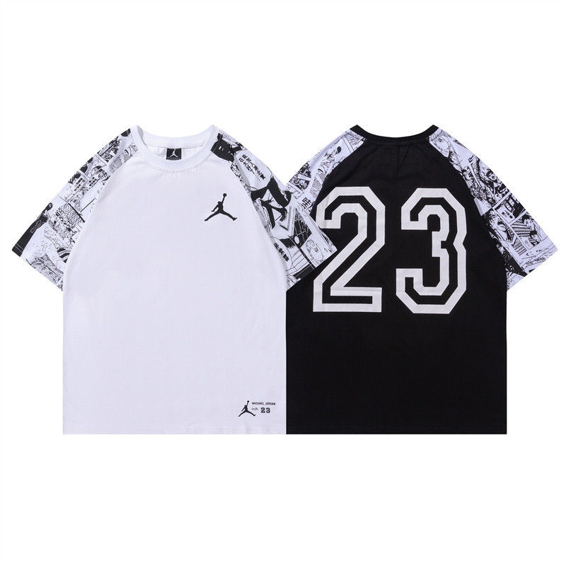 เสื้อยืดแขนสั้นพิมพ์ลายหน้าอก Dan Small Label Back 23 Number