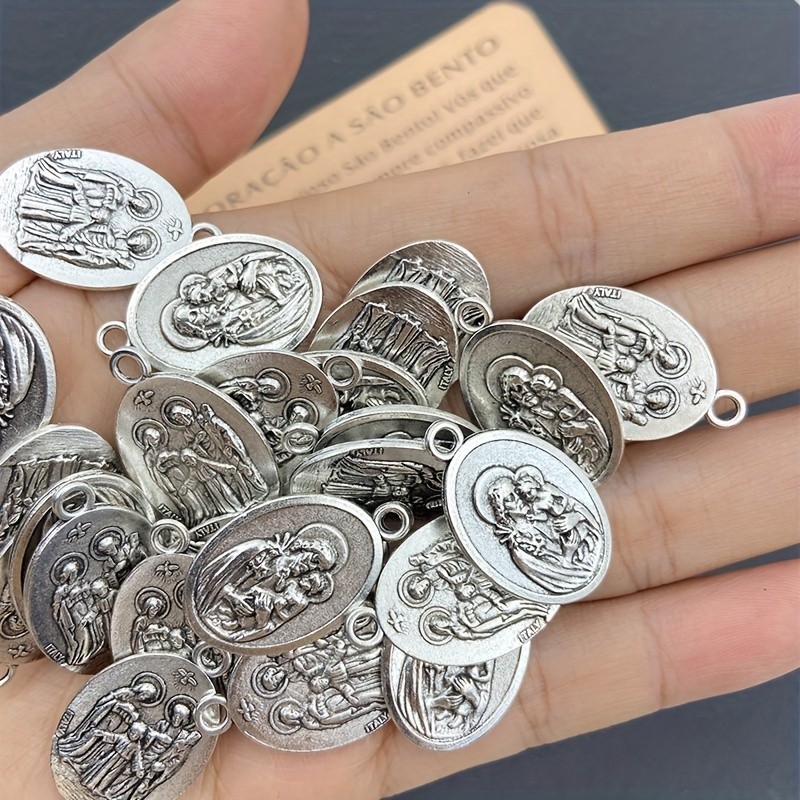 10 PCs เงินโบราณ Sunkeen Cross Tag จี้ DIY Charms สร้อยข้อมือสร้อยคอเครื่องประดับหัตถกรรมโลหะอุปกรณ์เสริม