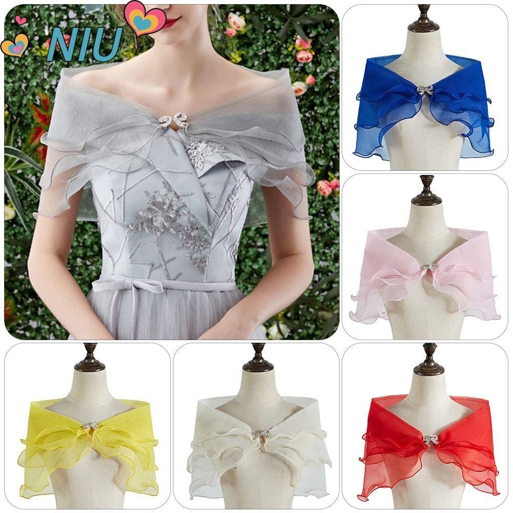 Niuyoujs ผ้าคลุมไหล่ลูกไม้, Party Casual Wedding Cape, แฟชั่นเจ้าสาว Elegant Tulle ชุดราตรีผ้าคลุมไหล่ผู้หญิง
