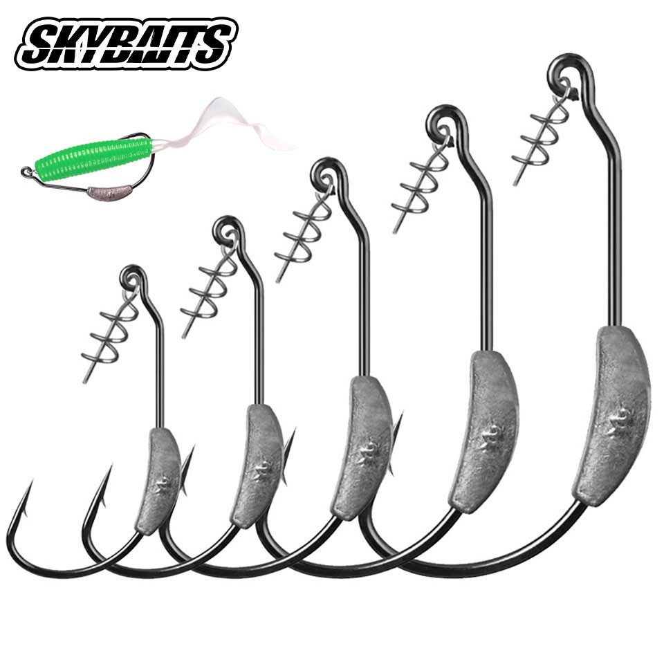 Skybaits 5 ชิ้น 2 กรัม 2.5 กรัม 3 กรัม 5.25 กรัม 7 กรัมเหล็กคาร์บอนสูง Crank Offset ตกปลาตะขอ Sharp Barbed Hook