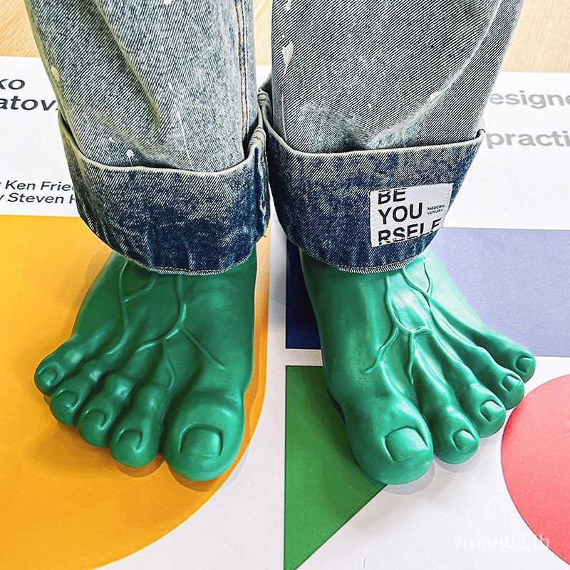 "Barefoot Daxian" หลอกเพื่อนจำลอง Hulk รองเท้าแตะรองเท้าบิ๊กฟุตสไตล์เดียวกันนิ้วเท้ามีเล่ห์เหลี่ยมและตลก