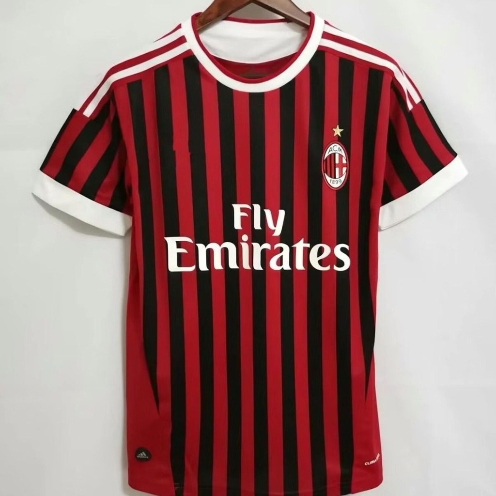 11-12ac Season Milan Home Football Retro Short-Sleeved Custom เสื้อยืดกีฬา Home And Away