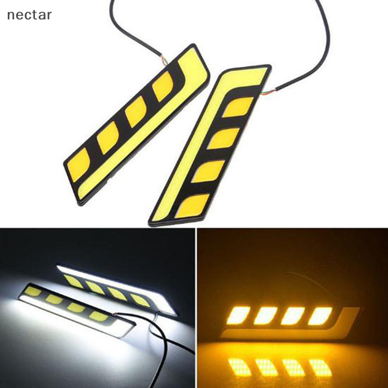 Tar 1PC LED COB ไฟตัดหมอกรถกลางวันวิ่ง DRL กันน้ําพร้อมไฟเลี้ยว N