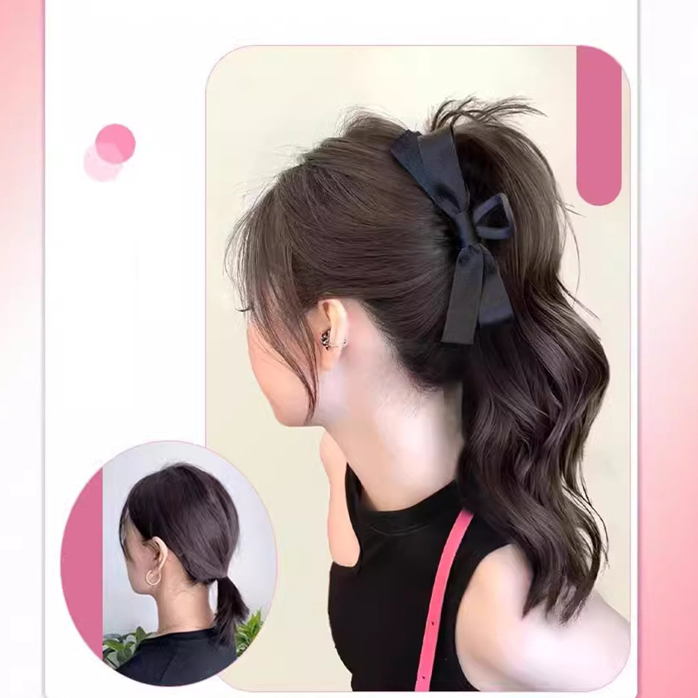 หญิงหยักหยิกปุยวิกผมกลับหัวลูกผมหางม้าหัวธรรมชาติจําลองผมทุกวันถักเปีย