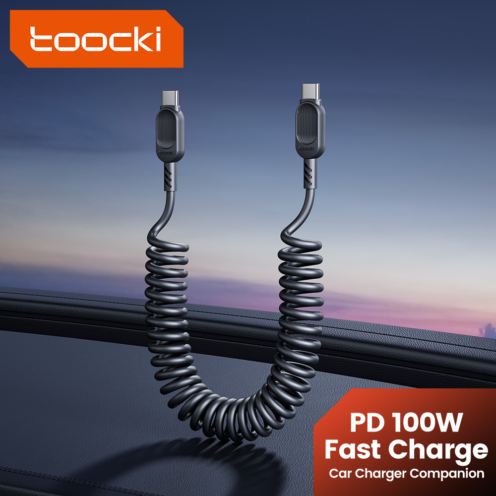 Toocki PD100W Type C ถึง Type C ฤดูใบไม้ผลิสายชาร์จเร็ว 6A USB A ถึง Type C Fast Data Line AL 20W CL สายชาร์จในรถยนต์ 1.8 ม.