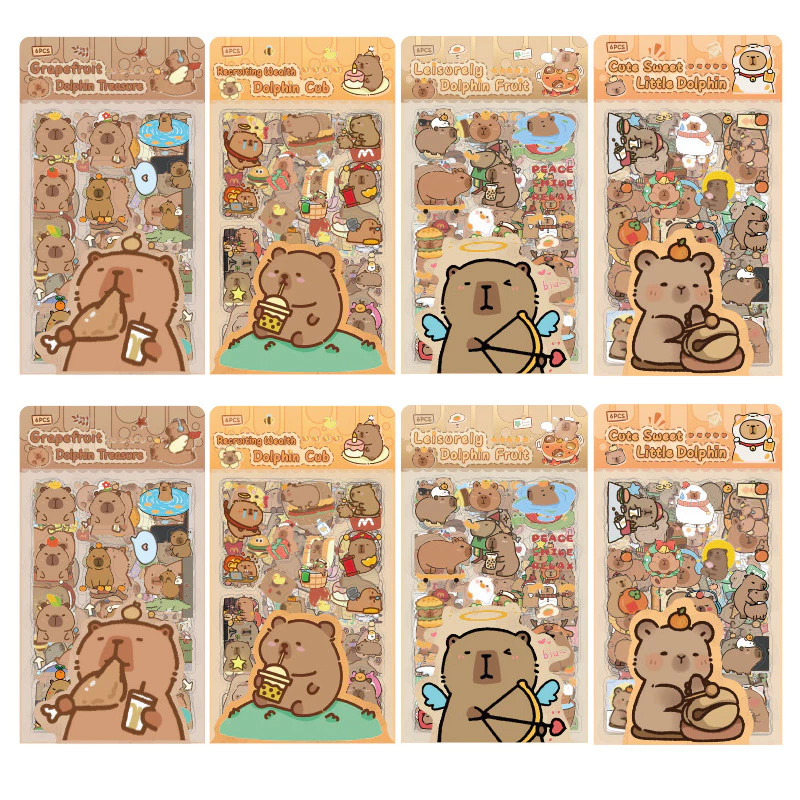 6 แผ่นน่ารักการ์ตูน Capybara Series สติกเกอร์กันน้ํา PET สติกเกอร์สําหรับสมุดภาพตกแต่ง DIY Craft
