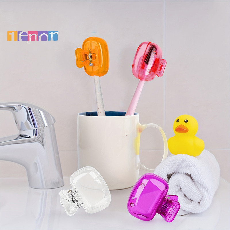 [Lemon] 1pcs Travel หัวแปรงสีฟันครอบคลุมแปรงสีฟันหมวกแปรง Pod กรณีป้องกันแบบพกพาคลิปพลาสติกสําหรับการเดินทางในครัวเรือนใหม่