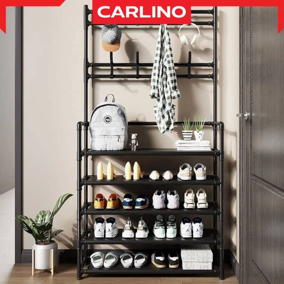 ลดล้างสต็อค!! Hemnes Rack ราวพร้อมตะขอแขวนเสื้อ, กระเป๋าสะพาย  ,หมวก + ชั้นวางรองเท้า4/5 ชั้น พร้อมผ้า Non woven กันน้ำ thumbnail 3