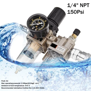 กรองอากาศปั้มลม ชุดกรองลมดักน้ำ AC2010-02 1/4 "BSP คู่มือการใช้งานเครื่องกรองคว พร้อมใส้กรองปรับแรงดันลม PM20+SM20
