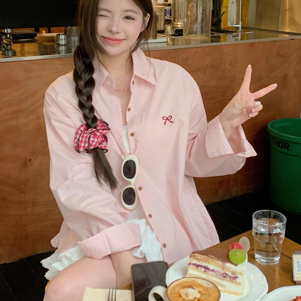 Lune_Graceเสื้อเชิ้ตแขนยาวสไตล์เกาหลี โอเวอร์ไซส์ กันแดด แมตช์ง่าย-พร้อมส่งจากไทย-รุ่นW417