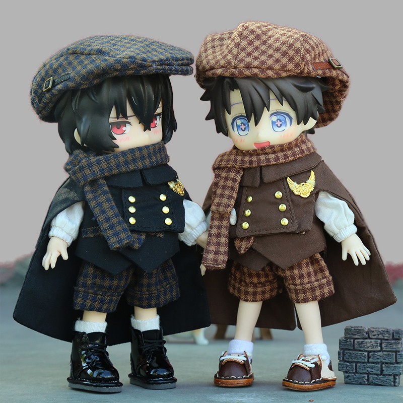 Original OB11 เสื้อผ้าเด็กอังกฤษ Beret Retro เสื้อคลุมเสื้อผ้าเด็ก 1/12bjd GSC Body UFdoll