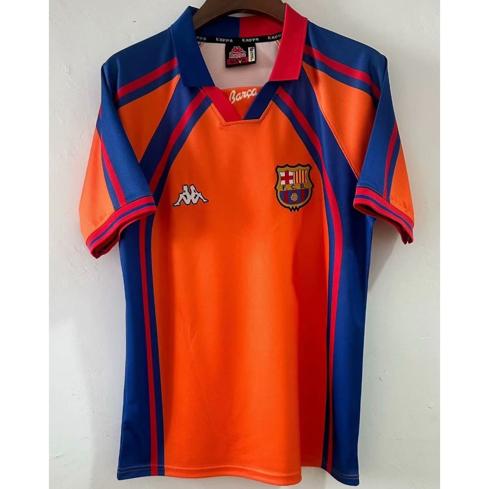 1998 Barcelona Away Vintage Jersey S-XXL คุณภาพสูงแขนสั้นเสื้อแห้งเร็วกีฬาฟุตบอลด้านบน AAA