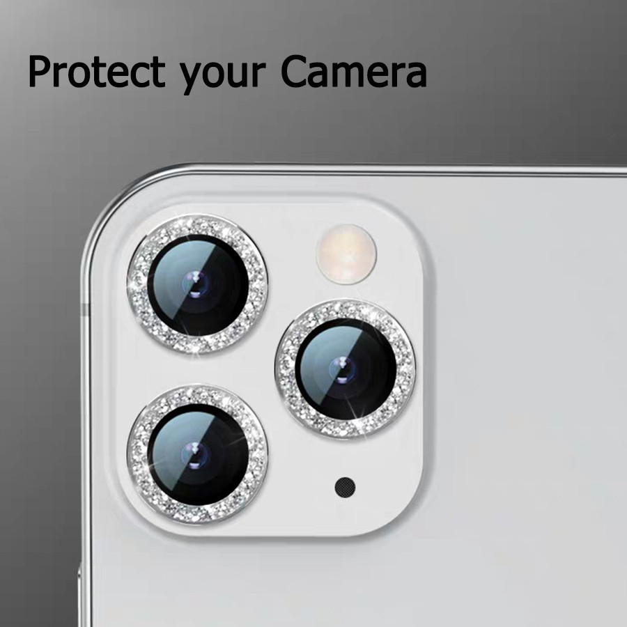2/3pcsสําหรับiphone 16 Pro Maxกล้องเลนส์Protectors Glitterโลหะกล้องแหวนสําหรับiPhone 15 14 Plus 13 12 mini 11 16Pro 16Plus Pro Maxป้องกันหมวก