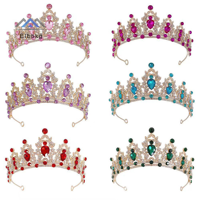 Eibbkg คริสตัล Elegant Princess Crown อุปกรณ์เสริมผม Tiara สําหรับผู้หญิง Rhinestone งานแต่งงานเจ้าสาวมงกุฎใหม่เครื่องประดับขาย