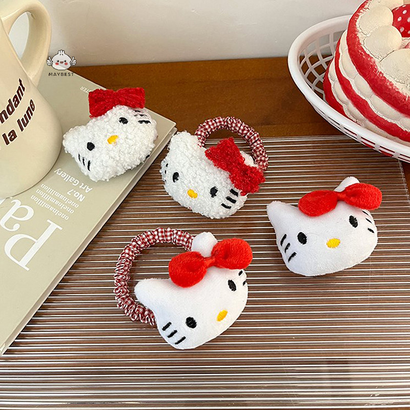 {maybest} Sanrio หวานน่ารักตุ๊กตา Hello Kitty ยืดหยุ่นผูกผมการ์ตูน Kawaii Barrettes แฟชั่นอุปกรณ์เสริมผม Hairpin สําหรับสาวของขวัญ {TH}