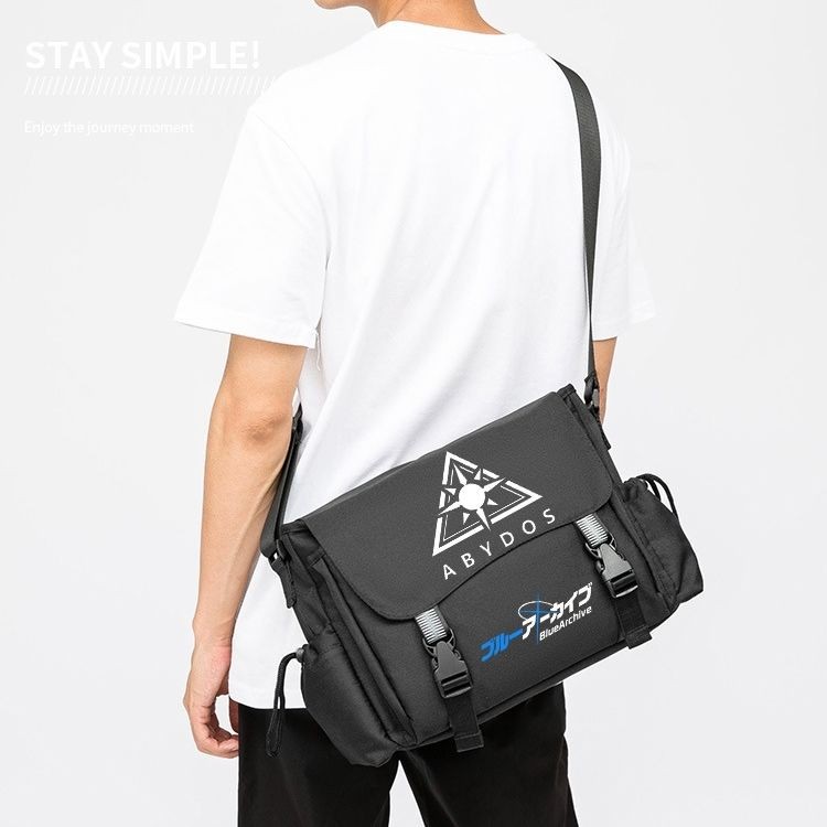 Blue Archive กระเป๋าสะพายอะนิเมะ สินค้า สีขาว Alice Hoshino Messenger กระเป๋าผู้ชายผู้หญิงกระเป๋าเป้สะพายหลังลําลอง