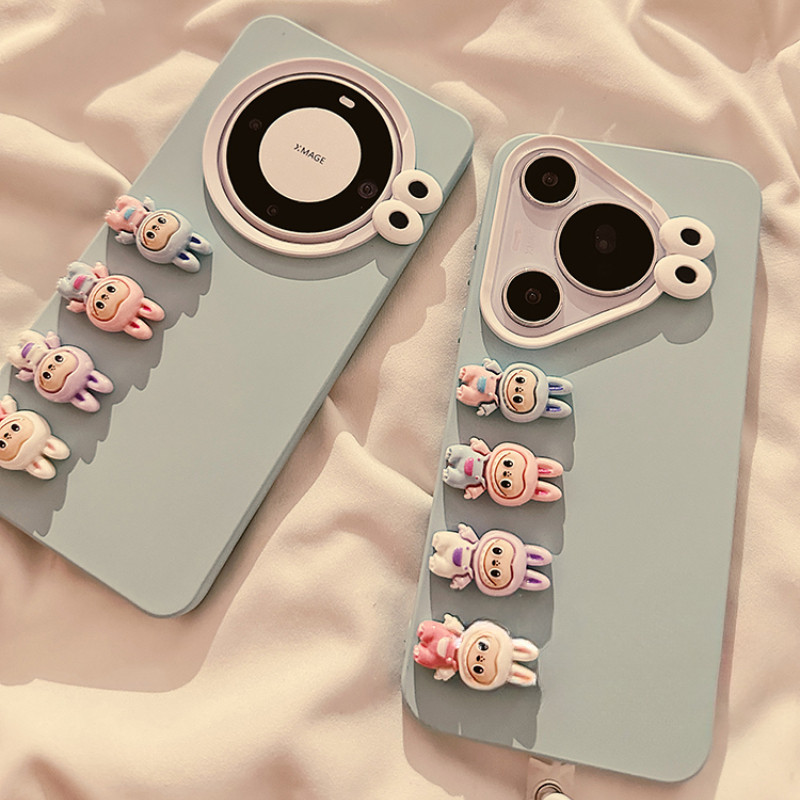 สําหรับ Honor 100 90 80 70 60 Honor X9B X9A X50 X40 Magic 6 5 Lite Nova 12i เคสโทรศัพท์ Macaron 2-in-1 Cam ซิลิโคนเหลวนุ่ม Labubu ฝาหลัง