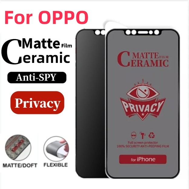 For OPPO A17 A18 A57 A12 A5S A5 A9 2020 A60 A79 A54 A53 A15 A16 A52 A38 A72 A95 A92 A58Matte Anti Spy เซรามิคกระจกนิรภัย