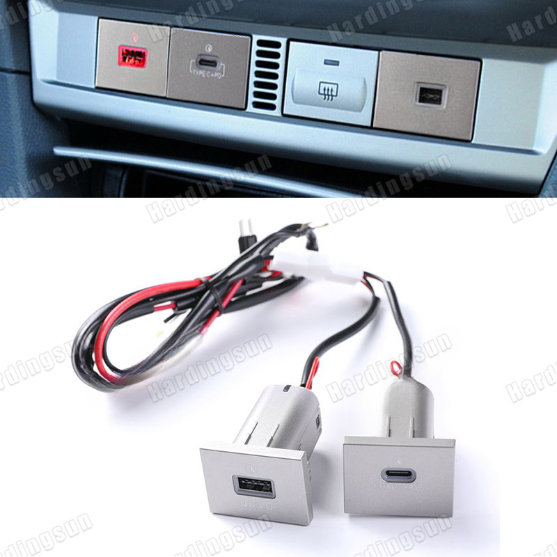 Silvery Car Charger Socket Dual USB PD Type C ชาร์จ Outlet ฟิวส์กล่องอะแดปเตอร์สําหรับ Ford Focus 2 2004-2010 mk2 อุปกรณ์เสริม