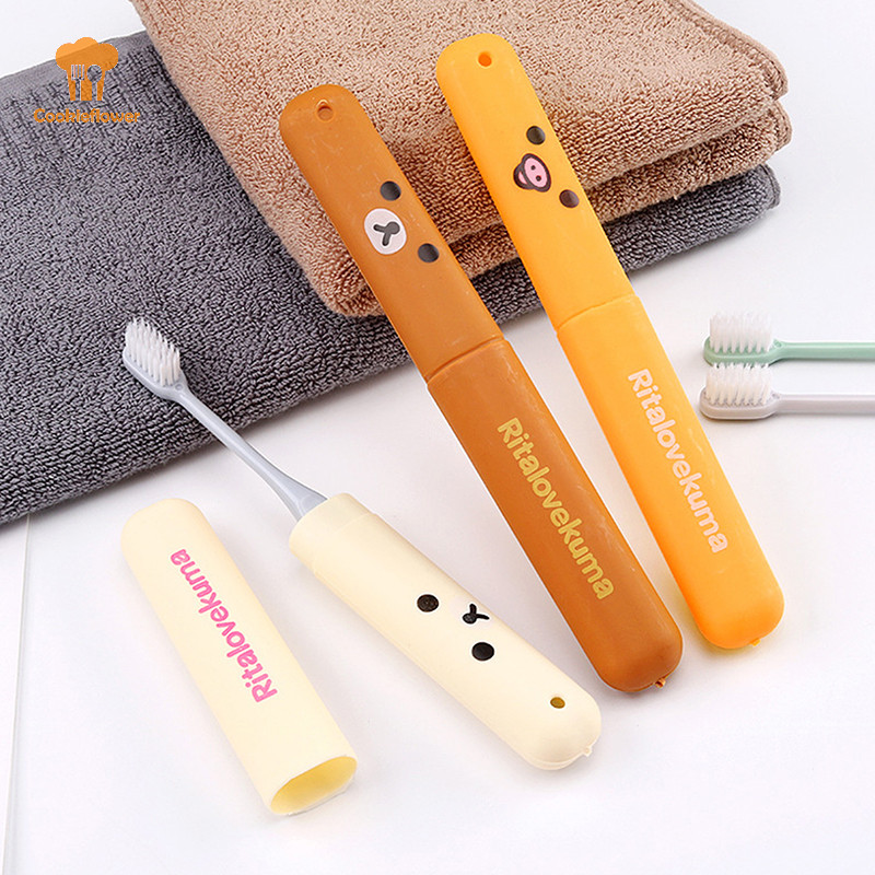 Ckfr Toothrush Cap Case Protect Storage กล่องน่ารักแบบพกพาผู้ถือแปรงสีฟันหมีสัตว์น่ารัก Outdoor Travel Hiking Camping ใหม่