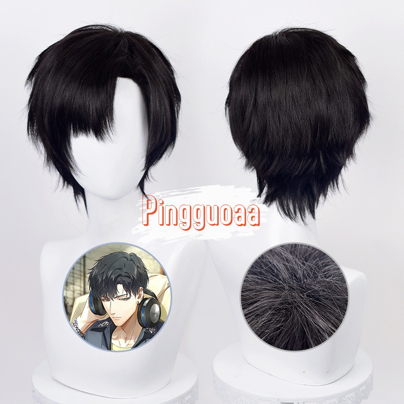 【Manmei】Light and Night Osborn Cosplay Wig 30cm Short Black Wigs Heat Resistant Synthetic Hair