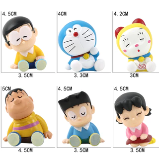 6 ชิ้น Doraemon Action Figure Noramyaako Big G Nobita Nobi Shizuka Minamoto Honekawa Suneo ตุ๊กตาตกแต่งรถ