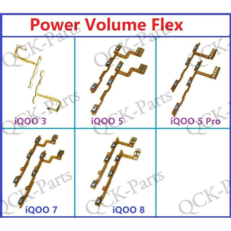 สําหรับ Vivo iQOO 3 5 Pro 7 8 Z7 Z8 Z7X Z8X ปุ่มปรับระดับเสียงสวิตช์ไฟเปิดปุ่ม Flex Cable