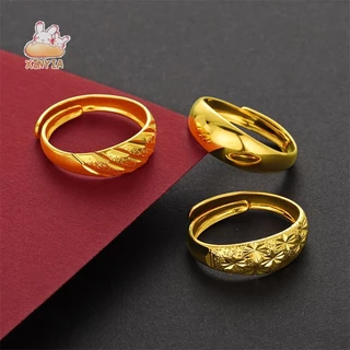 คลาสสิกทองเหลืองเครื่องประดับแหวนผู้ชายผู้หญิง 24K Gold Plated สี Retention เปิดแหวนXINYIA.TH
