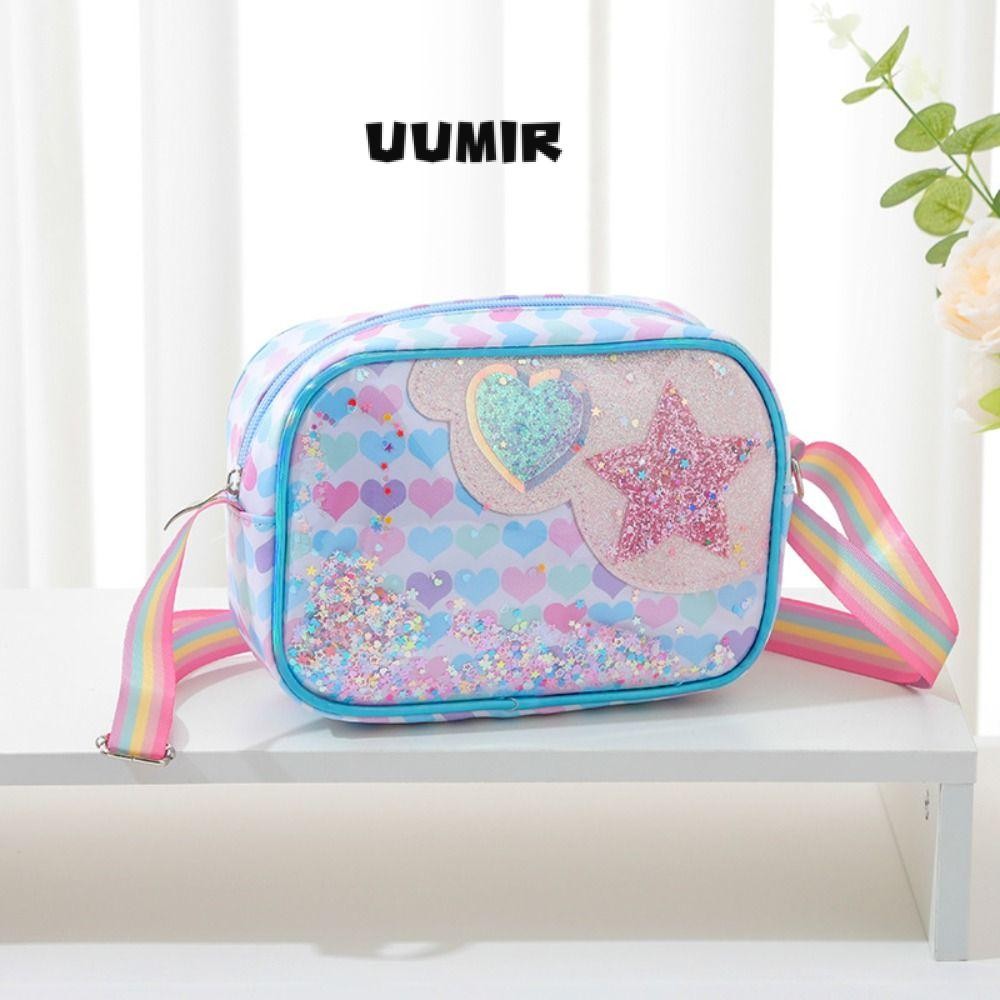 UUMIR กระเป๋าถือ  กระเป๋าสะพายข้างเงาสีรุ้งการ์ตูนน่ารักกระเป๋าใส่เหรียญสร้างสรรค์มัลติฟังก์ชั่นแบบพกพาคุณภาพสูงสําหรับเด็ก