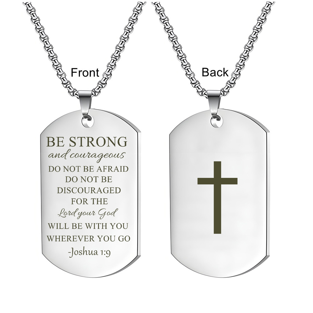 พระคัมภีร์ผู้ชาย Verse Cross Tag จี้สร้อยคอ,คริสเตียนแรงบันดาลใจสร้อยคอสําหรับผู้ชายสแตนเลสแท็กสุนัขเครื่องประดับศาสนาของขวัญสําหรับเขา