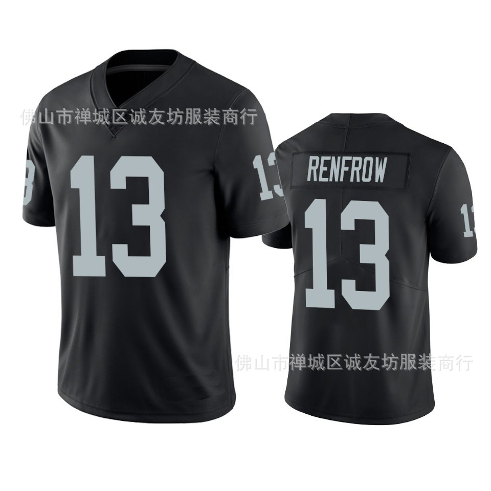 NFL Rugby Jersey Raiders 13 Black Raiders Hunter Renfrow Jersey