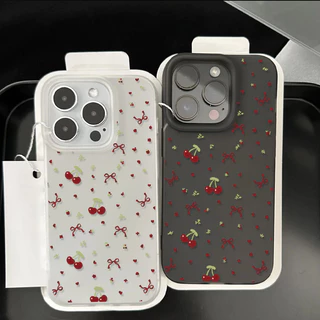 SUN เคสโทรศัพท์การ์ตูน Matte น้ำแข็ง Graffiti เชอร์รี่ ฝาครอบโทรศัพท์นุ่ม IP17 16 15 14 13 12 11ProMax Xr XsMax 7 8Plus