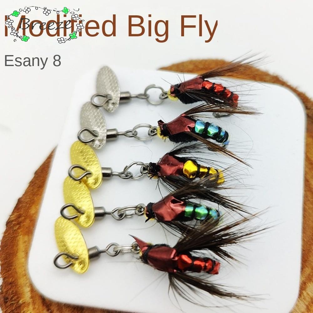 Breeze 1/5PCS Bionic Fly เหยื่อตกปลา, แมลงวัน Fly Fishing Lures ชุดปลาเทราท์ Jigs, Fly Fishing Hook 