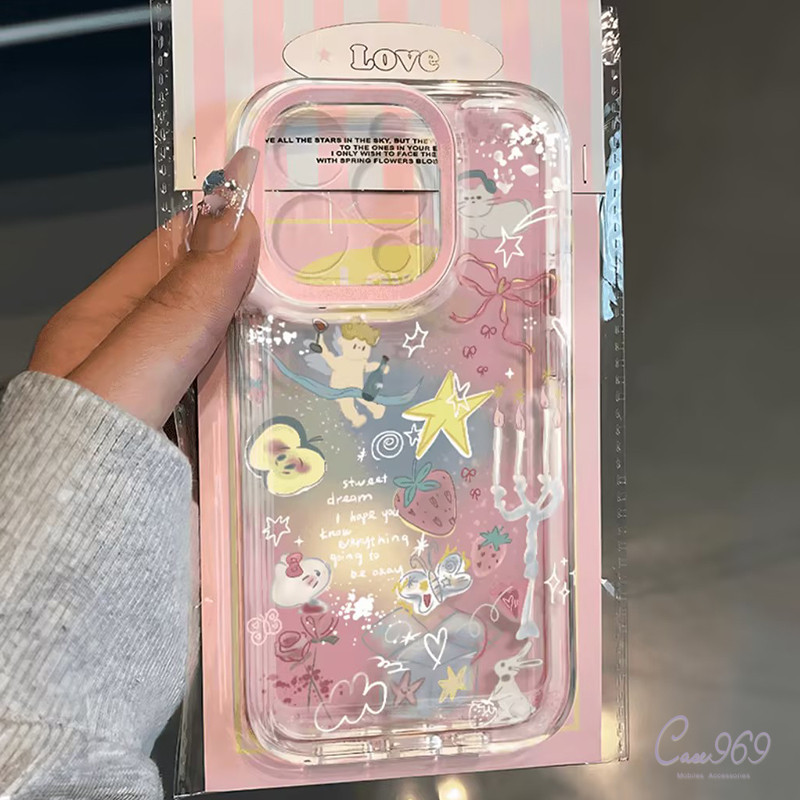 โบว์สตรอเบอร์รี่หวาน เคสไอโฟน iPhone 13 15 12 14 Pro Max iPhone 14 12 15 11 XR X XS Max 7 8 Plus SE