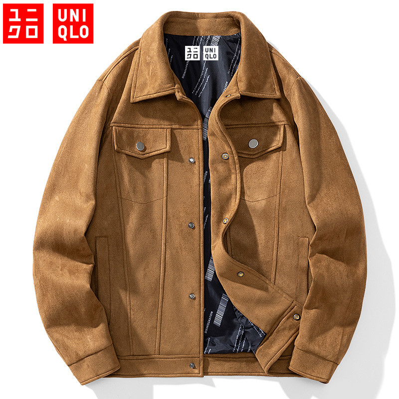 UNIQLO หนังกวางแจ็คเก็ต เสื้อเบสบอลแขนยาว เหมาะกับฤดูใบไม้ร่วง สําหรับผู้ชาย ไซซ์ M - 4XL