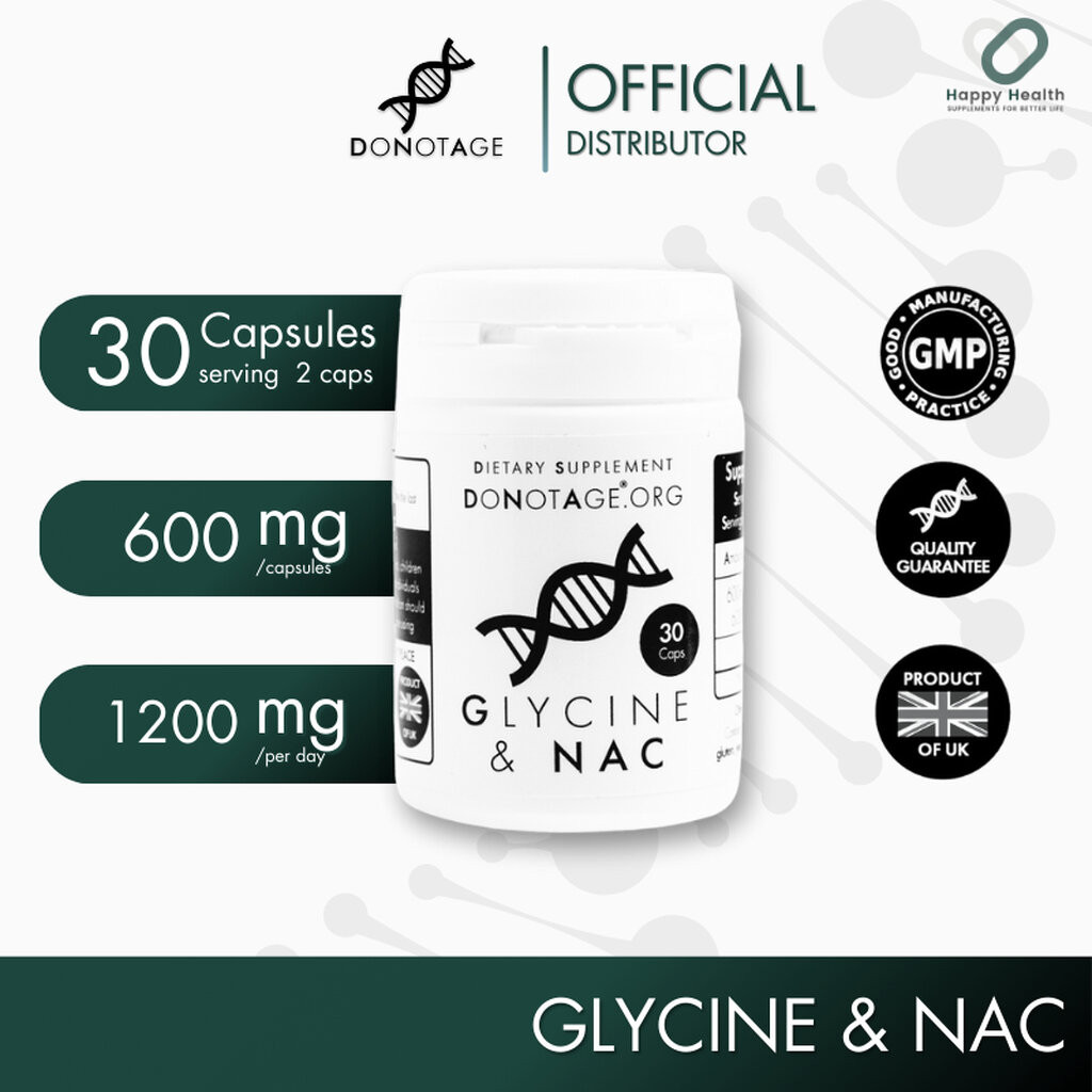 Glycine & NAC (30 แคปซูล) Do Not Age 1,200 mg. กระตุ้น Autophagy ลดการอักเสบ สารต้านอนุมูลอิสระกระตุ