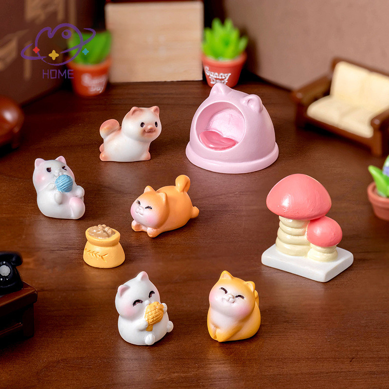 [mayhome] เครื่องประดับแมวเรซิ่นลูกแมวตุ๊กตาสัตว์ขนาดเล็กนางฟ้าสวนตุ๊กตาตกแต่งบ้าน DIY Micro Landscape Home Decor {TH}