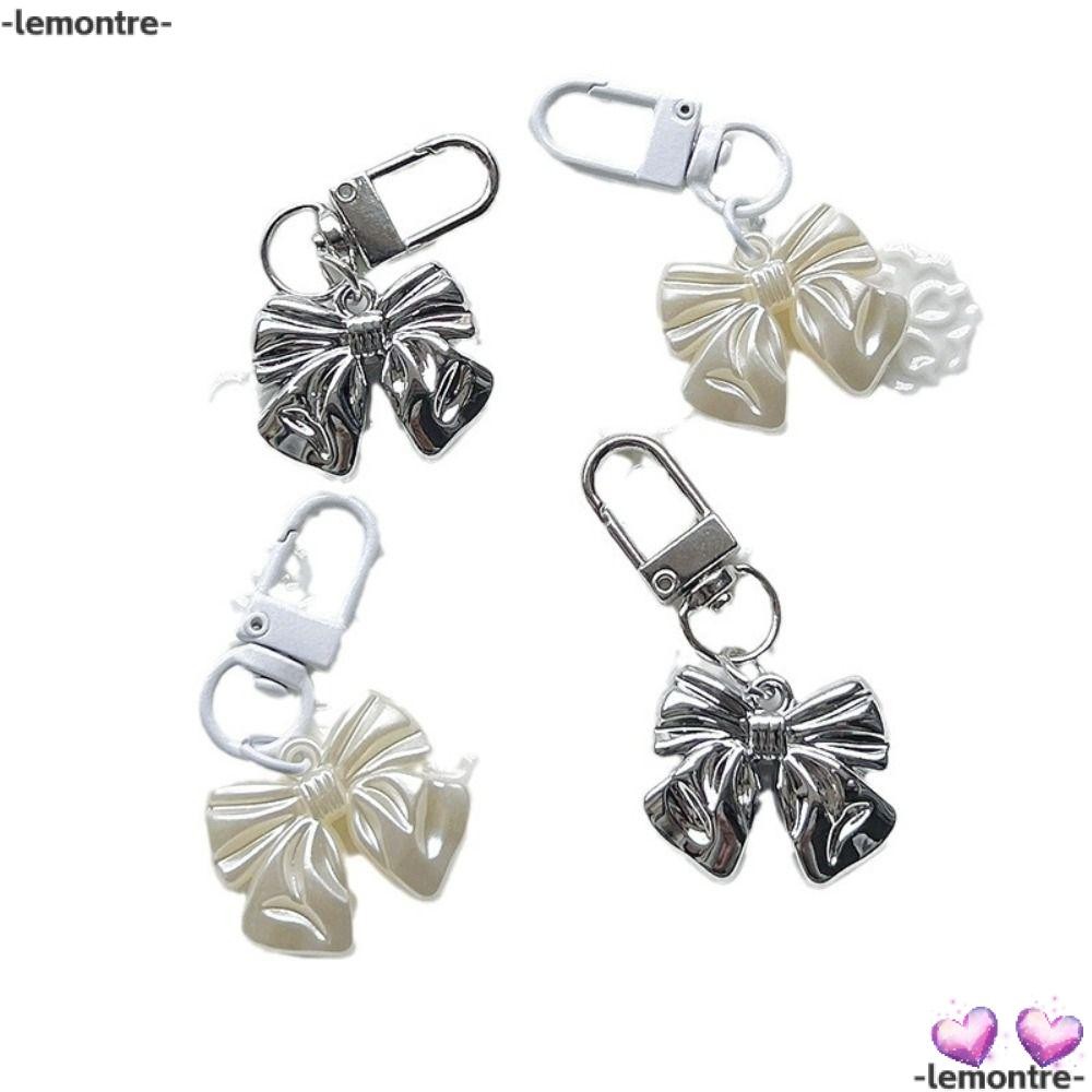 Lemontre Pearl Bowknot พวงกุญแจ, เครื่องประดับแขวนอะคริลิค จี้โบว์มุก, จี้ถุงของขวัญขนาดเล็กที่เรียบง่ายผู้หญิง