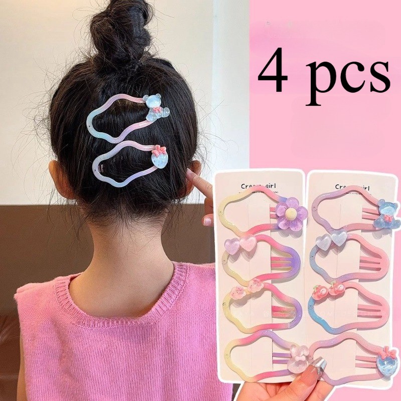(4 ชิ้น) กิ๊บติดผมหน้าม้าดอกไม้สําหรับผู้หญิงเมฆ Bb คลิป เครื่องประดับผมใหม่