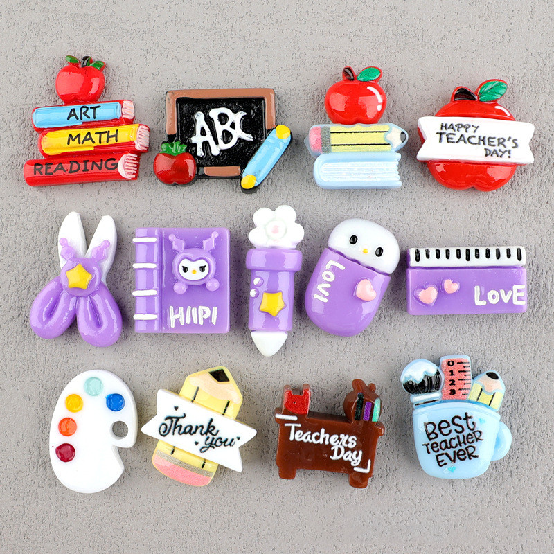 10ชิ้น/เซ็ตวันครูภาพวาดดินสอแผ่นเรซิ่น แฟลตแบ็ค สําหรับโฮมเมดโทรศัพท์กรณีเครื่องเขียนตกแต่ง ทําเอง วัสดุ