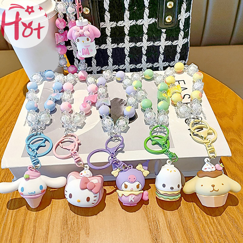 Ge Sanrio Hello Kitty โทรศัพท์จี้อะนิเมะการ์ตูน Kitty หลายสไตล์ลูกปัดเคสโทรศัพท์พวงกุญแจกระเป๋าเป้สะพายหลังอุปกรณ์เสริมของขวัญสแควร์