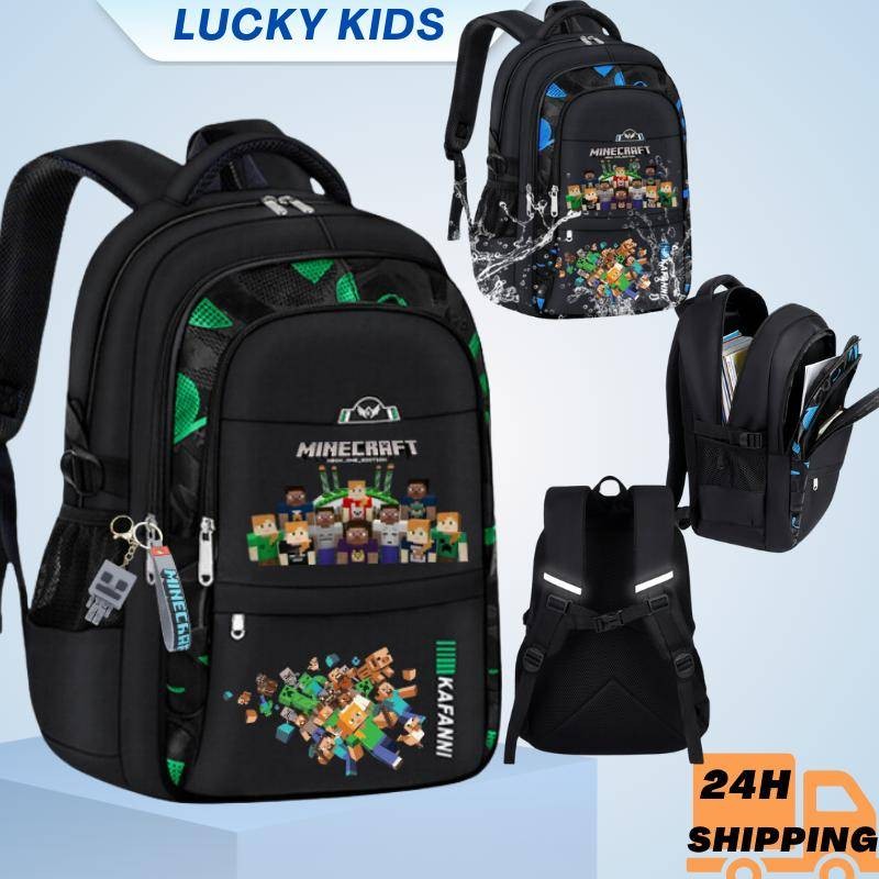 (In stock）minecraft กระเป๋านักเรียนเด็ก school bag ป 3 กระเป๋านักเรียน ป 1 ป 6 กระเป๋าเป้ ใส่แฟ้ม a4
