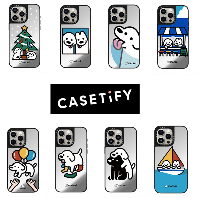 Matsui สุนัขน่ารักcasetify กระจกสําหรับ iPhone 15 Pro Max 14 13 12 11 TPU ตัวอักษรด้านข้างกันกระแทกกลับ INS สไตล์ฝาครอบโทรศัพท์