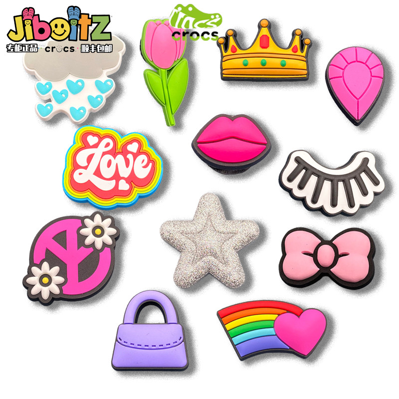 รูรองเท้าอุปกรณ์เสริม jibbitz crocs อุปกรณ์เสริมรองเท้าดอกไม้ตกแต่งหัวเข็มขัด DIY สนุกสีสันการ์ตูนรองเท้าหัวเข็มขัดอุปกรณ์เสริม Carlo Chibi Star